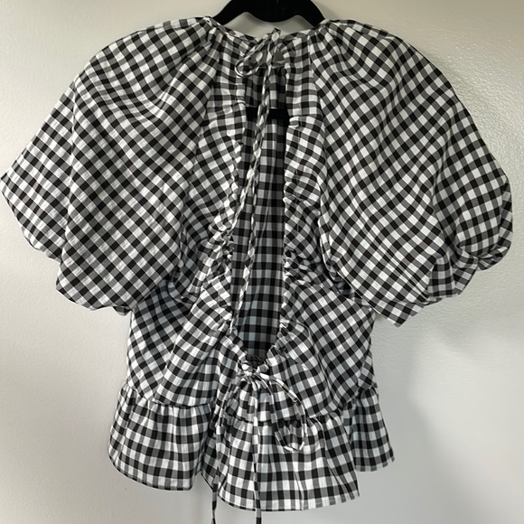 TopShop gingham backless puff sleeve top NWT - Picture 7 of 8